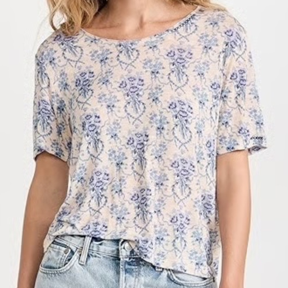 LoveShackFancy Girl's Mini Calix Tee Blue Frosted Shores Floral Print Size 12Y - Picture 9 of 11